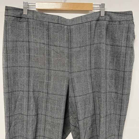 Catherines Gray Plaid Straight Leg Pants 2XWP Petite Plus Size NWT Career Office - Picture 2 of 11